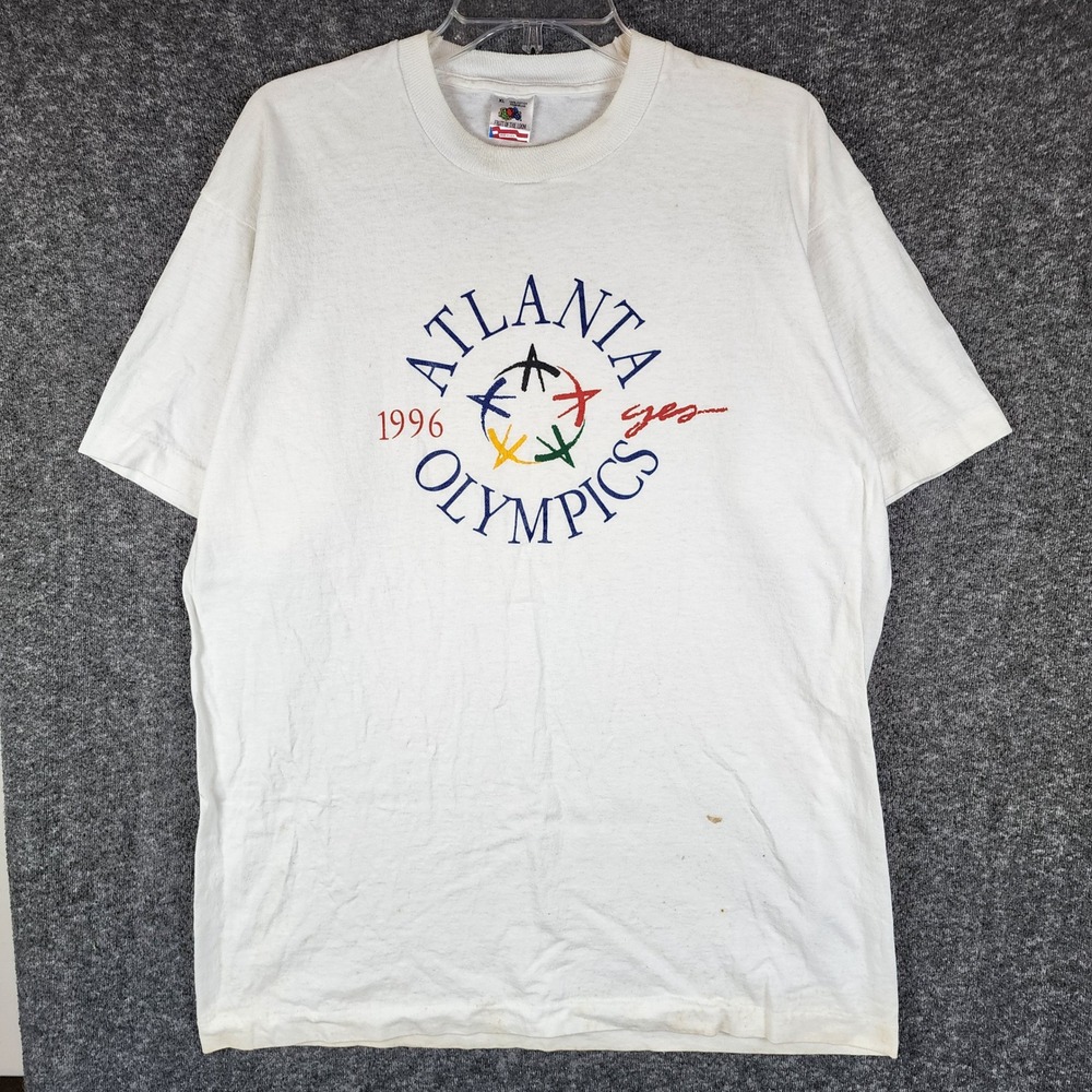 Atlanta Olympics T-Shirt Mens XL White 1996 Summer Games Fruit of the Loom FAIR